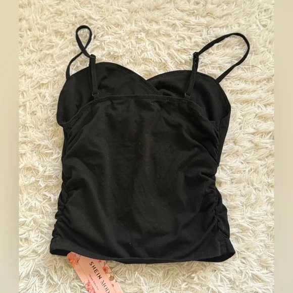 SHEIN MOD Black Ruched Wrap Cami Top | XS - Picture 2 of 3